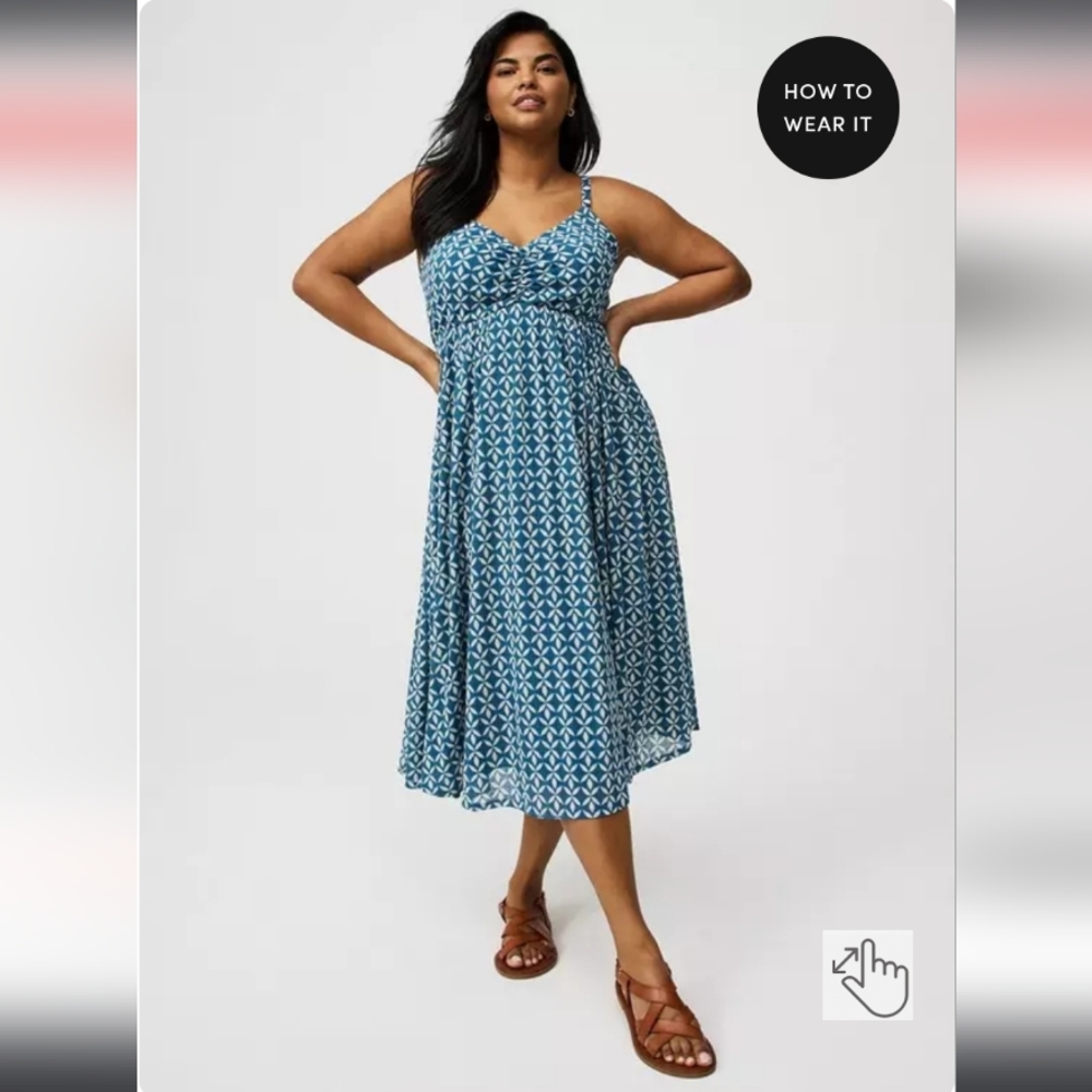 Torrid Blue and White Spaghetti Strap Midi Sundress